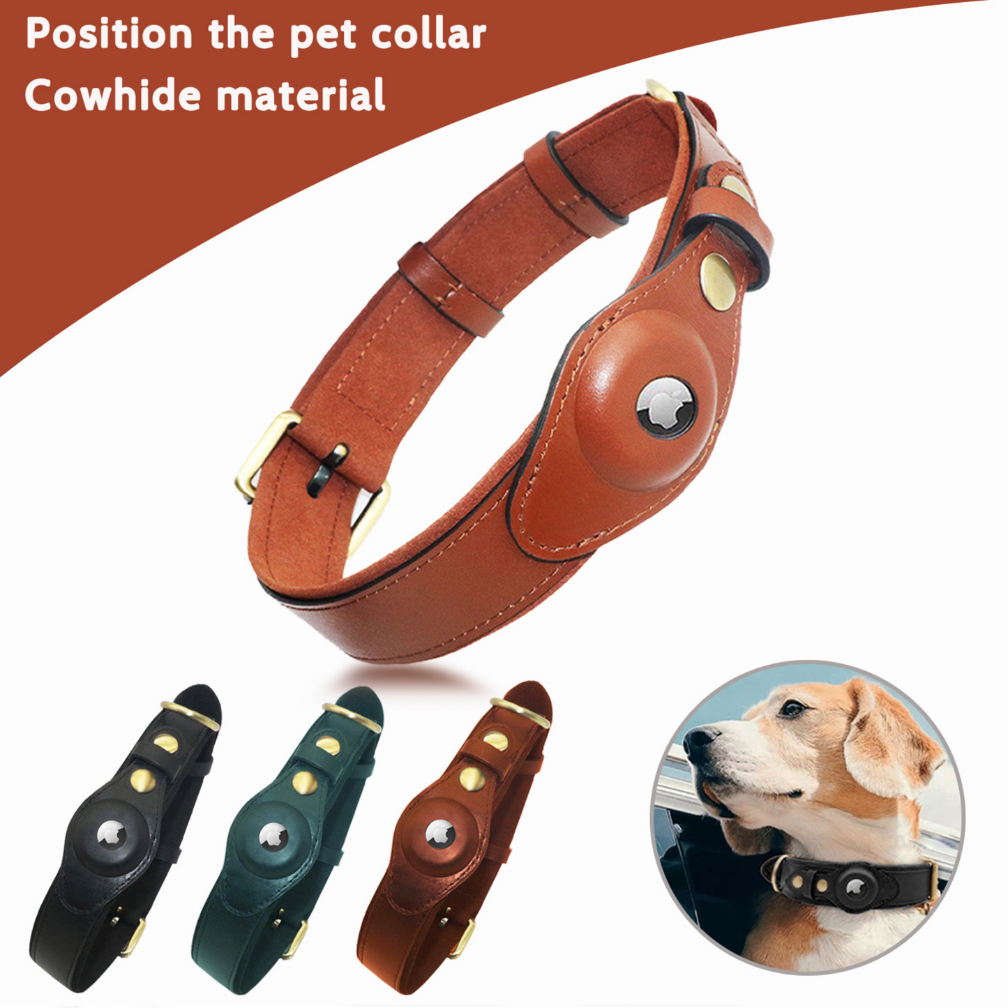 Leather Anti-Loss Dog Collar